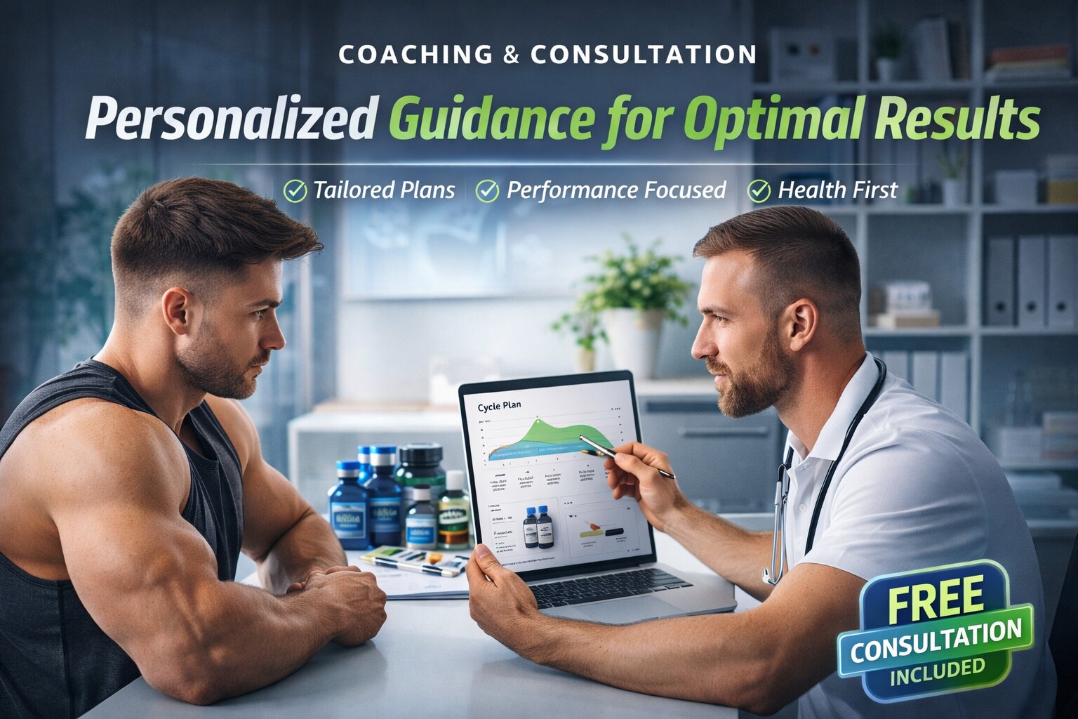 Expert coaching consultation for peptide and anabolic protocols